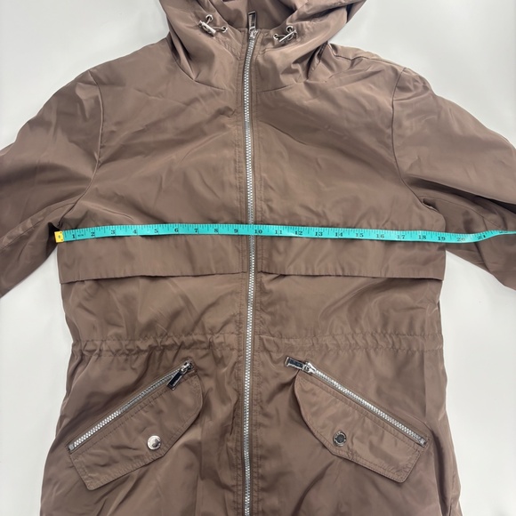 BCBGeneration Cream & Brown Hooded Jacket M – Drawstring, Quilted Lining - Picture 8 of 10